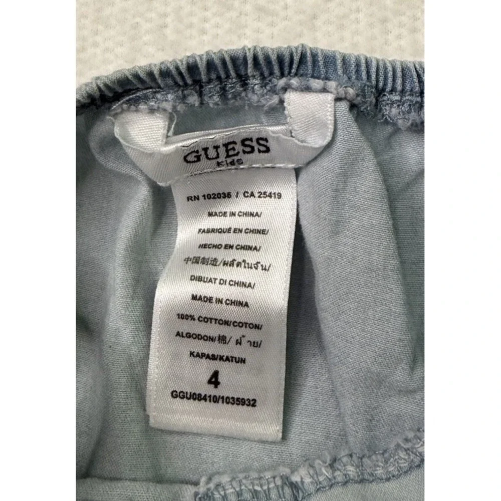 GUESS Kids Denim Dress With Embroidered Top And Ruffle‎ Skirt Sz 4T SpringNWT